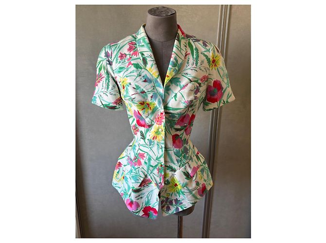 Jaqueta de Verão Thierry Mugler Estampa Floral 1997 Branco Multicor - vista 2