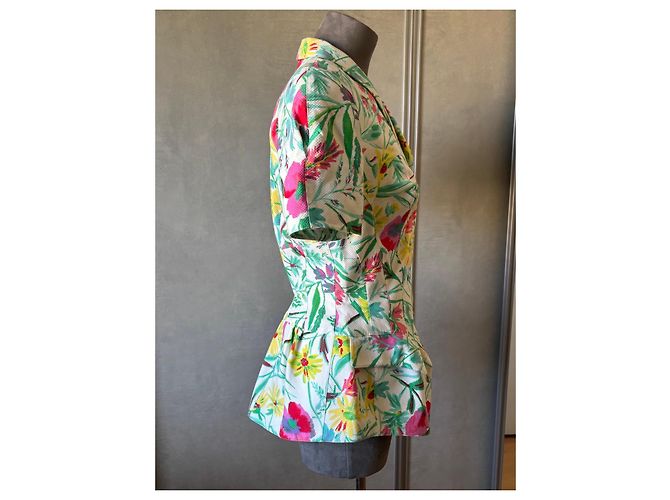 Jaqueta de Verão Thierry Mugler Estampa Floral 1997 Branco Multicor - vista 3