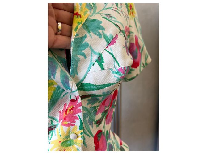 Jaqueta de Verão Thierry Mugler Estampa Floral 1997 Branco Multicor - vista 4
