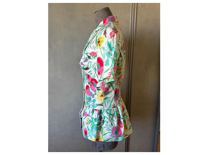 Jaqueta de Verão Thierry Mugler Estampa Floral 1997 Branco Multicor - vista 6