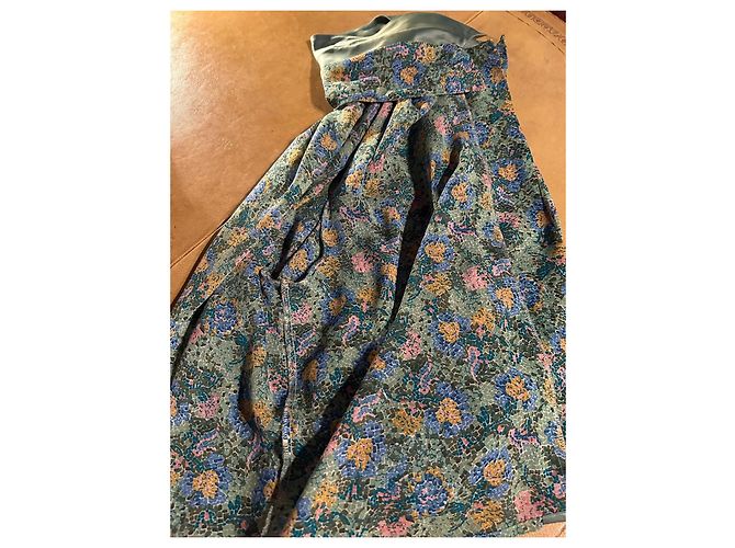 Autre Marque Completo Gonna e Camicetta Franck Olivier Floreale Verde 40 Rosa Blu Giallo - vista 14