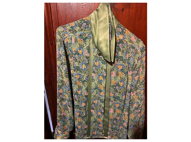 Autre Marque Completo Gonna e Camicetta Franck Olivier Floreale Verde 40 Rosa Blu Giallo - vista 5