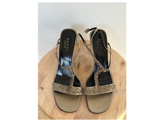 Sandali Gucci con Cristalli - Khaki Cachi - vista 3