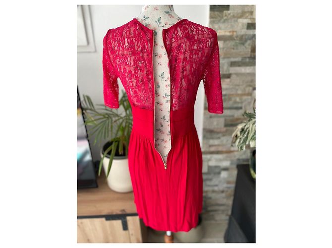 Rotes Spitzenkleid von Sandro - Ansicht 6