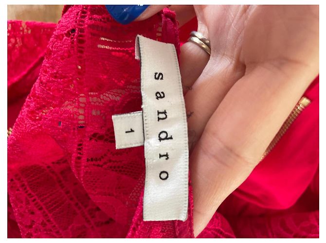 Rotes Spitzenkleid von Sandro - Ansicht 7