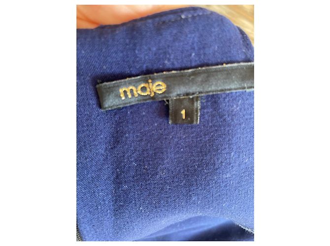 Abito Maje Bicolore Peplum Blu Navy e Nero - vista 10