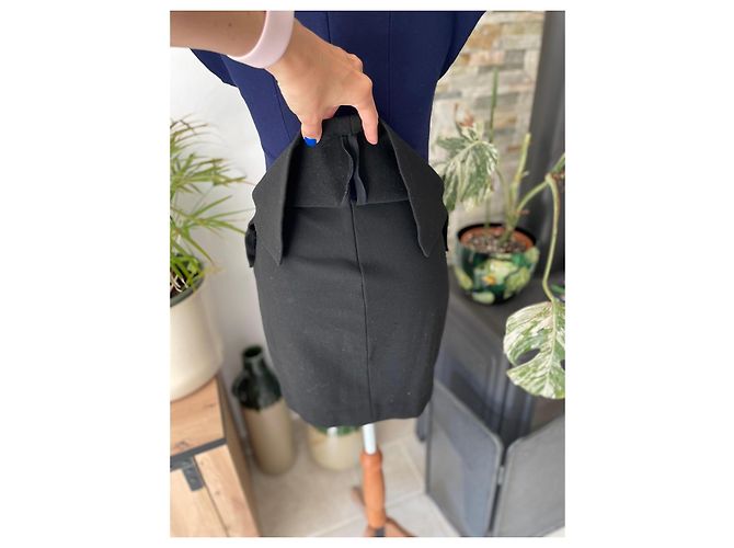 Abito Maje Bicolore Peplum Blu Navy e Nero - vista 8