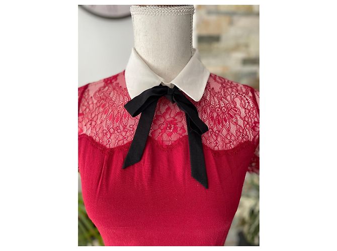 Rotes Spitzenkleid von Sandro - Ansicht 2