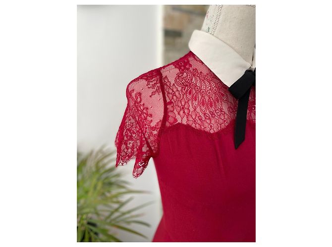 Rotes Spitzenkleid von Sandro - Ansicht 3