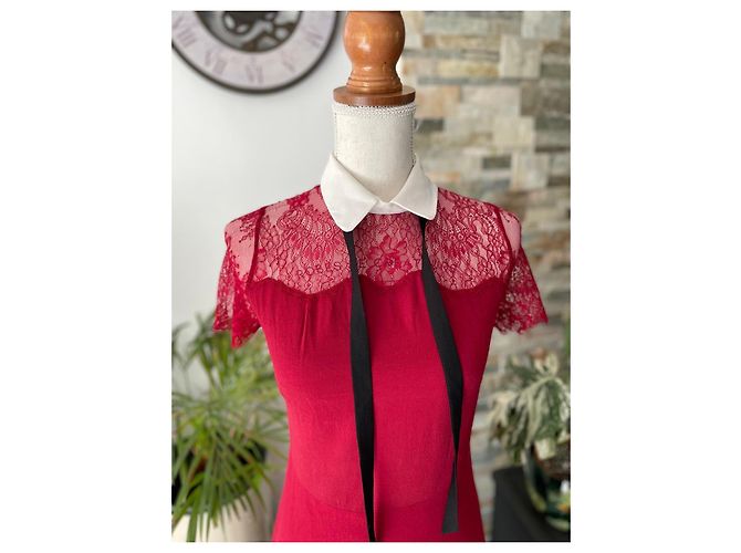 Rotes Spitzenkleid von Sandro - Ansicht 4