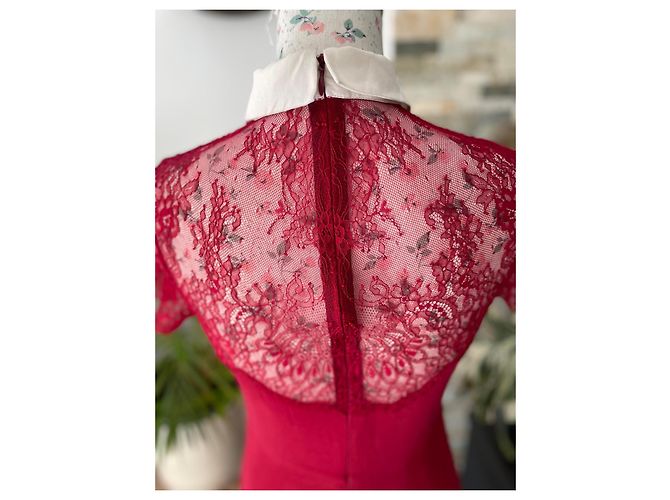 Rotes Spitzenkleid von Sandro - Ansicht 8
