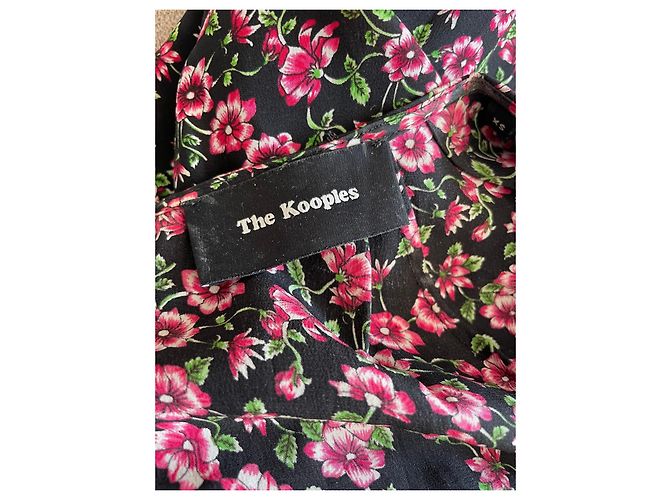 The Kooples Sommerkleid mit rosa und schwarzen Blumen Pink Grün - Ansicht 10