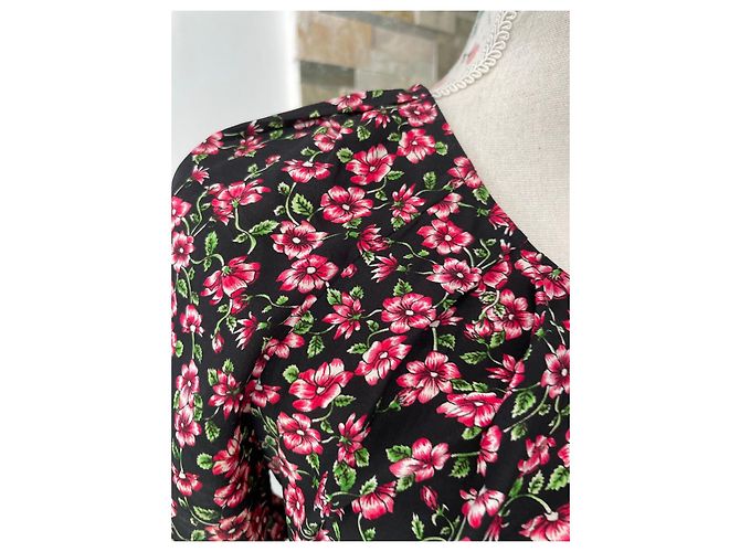 The Kooples Sommerkleid mit rosa und schwarzen Blumen Pink Grün - Ansicht 4