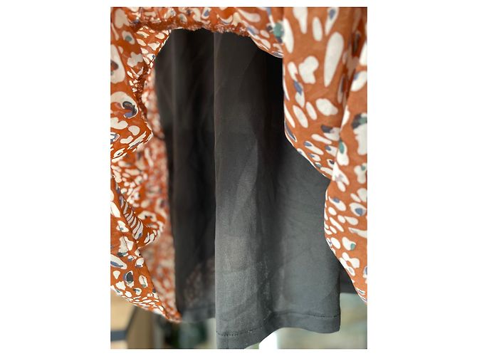 Autre Marque Abito stampato con volant e fiocco Marrone Bianco Multicolore - vista 8