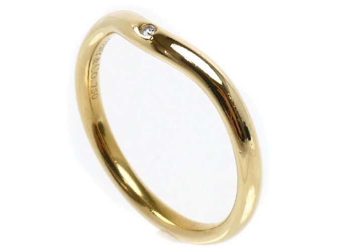 Tiffany & Co. 18K Gelbgold gewölbter Bandring mit Diamanten - Ansicht 2