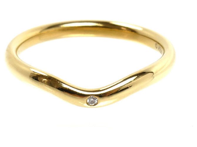 Tiffany & Co. 18K Gelbgold gewölbter Bandring mit Diamanten - Ansicht 3