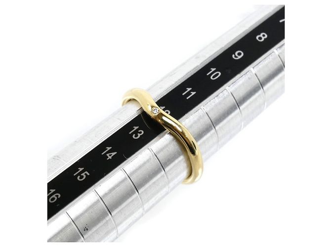 Tiffany & Co. 18K Gelbgold gewölbter Bandring mit Diamanten - Ansicht 6