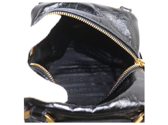 Borsa a mano in pelle nera Prada con pendente Nero - vista 4