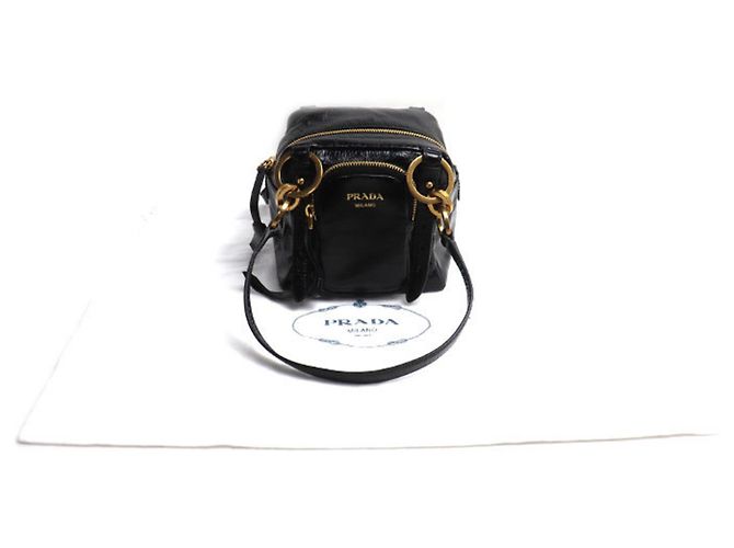 Borsa a mano in pelle nera Prada con pendente Nero - vista 6