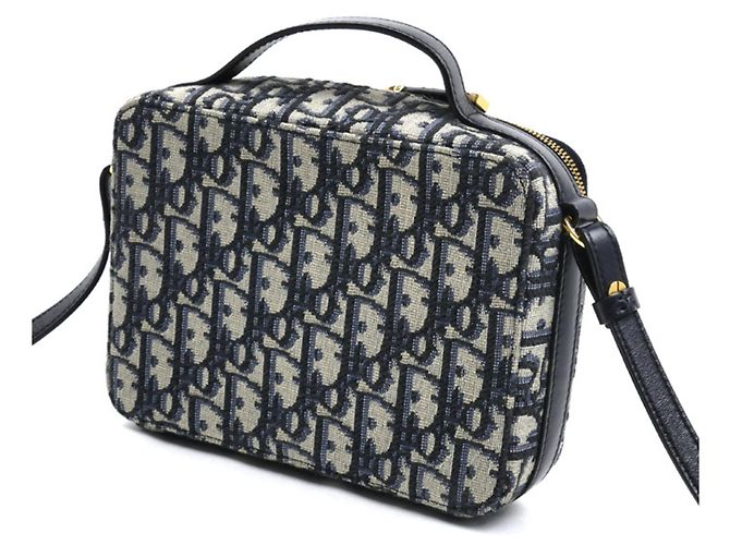 Borsa a Spalla Dior Trotter Oblique 30 Montaigne di Christian Dior Beige Blu navy - vista 2