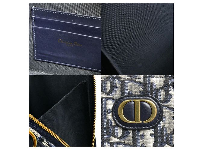 Borsa a Spalla Dior Trotter Oblique 30 Montaigne di Christian Dior Beige Blu navy - vista 4