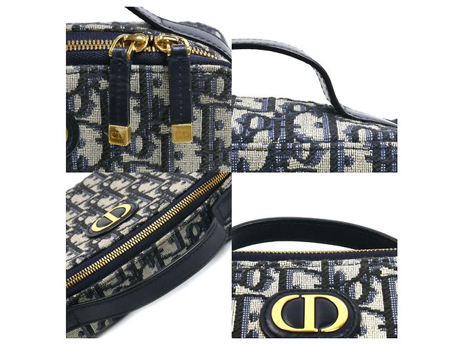 Borsa a Spalla Dior Trotter Oblique 30 Montaigne di Christian Dior Beige Blu navy - vista 5