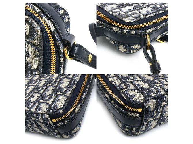 Borsa a Spalla Dior Trotter Oblique 30 Montaigne di Christian Dior Beige Blu navy - vista 6