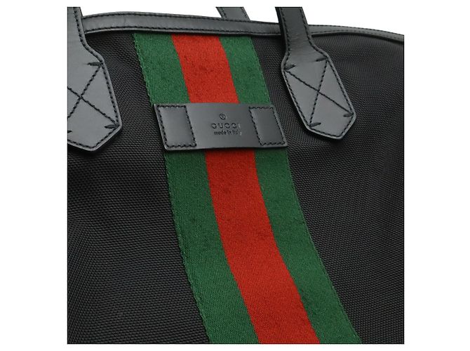 GUCCI Web Stripe Sherry Line Tote Bag Schwarz Rot Grün - Ansicht 10