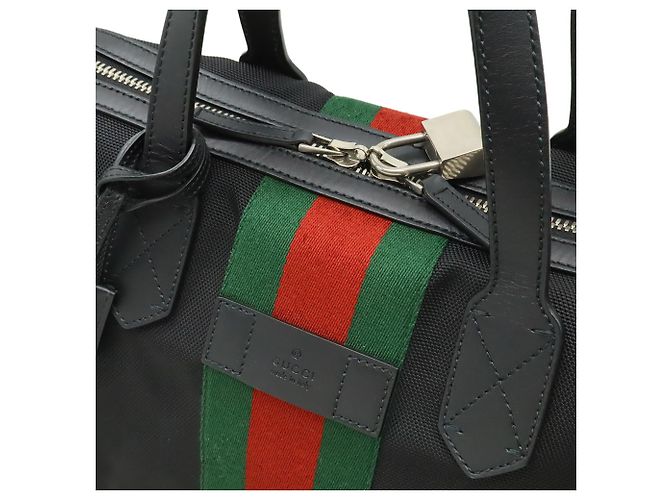 GUCCI Web Stripe Sherry Line Tote Bag Schwarz Rot Grün - Ansicht 6