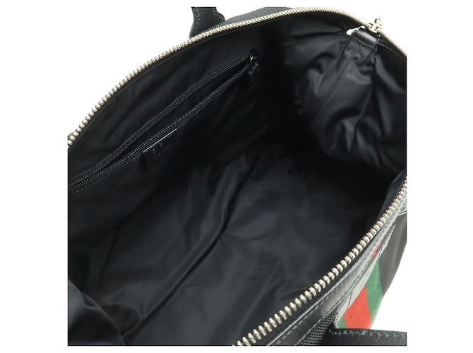 GUCCI Web Stripe Sherry Line Tote Bag Schwarz Rot Grün - Ansicht 7
