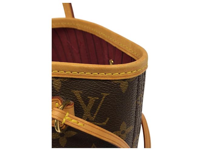 Bolso Louis Vuitton Monogram Neverfull PM Castaño Fucsia - vista 4