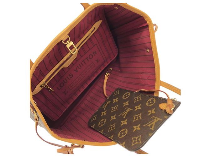 Bolso Louis Vuitton Monogram Neverfull PM Castaño Fucsia - vista 6