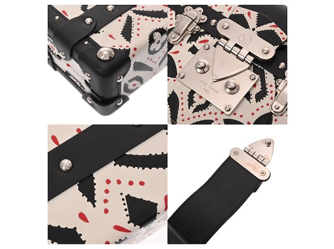 Borsa a spalla in pelle Petite Malle Louis Vuitton Nero Bianco Rosso - vista 10