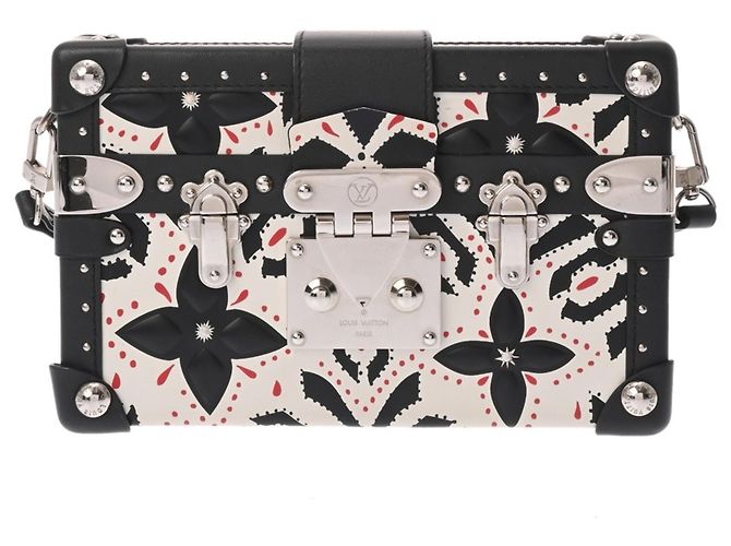 Borsa a spalla in pelle Petite Malle Louis Vuitton Nero Bianco Rosso - vista 2