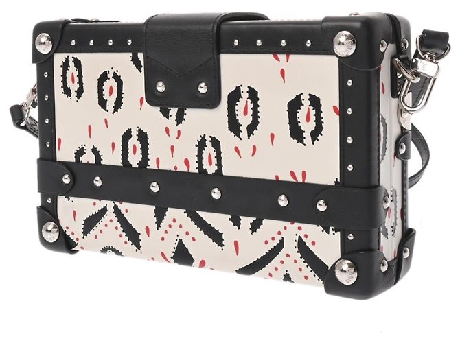 Borsa a spalla in pelle Petite Malle Louis Vuitton Nero Bianco Rosso - vista 3