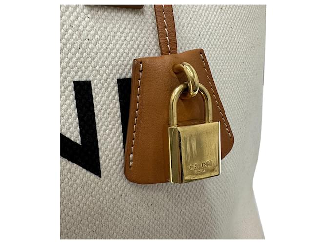 Céline Celine Canvas Tragetasche Braun Weiß - Ansicht 7