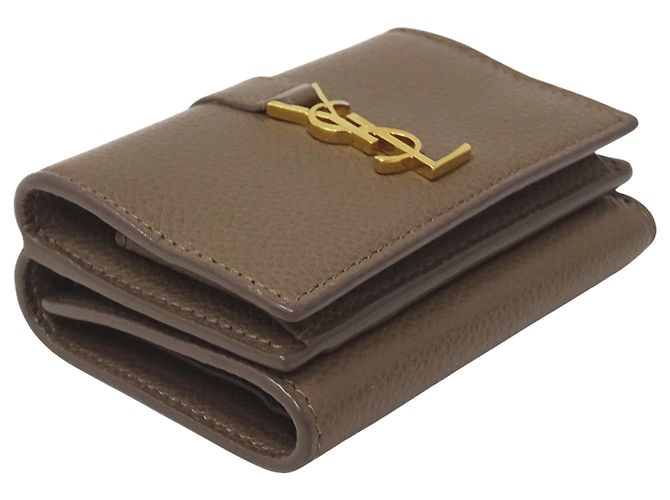 Cartera Tri-Fold para Mujer Saint Laurent Castaño - vista 3