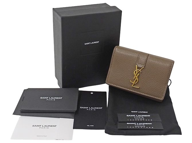 Cartera Tri-Fold para Mujer Saint Laurent Castaño - vista 6