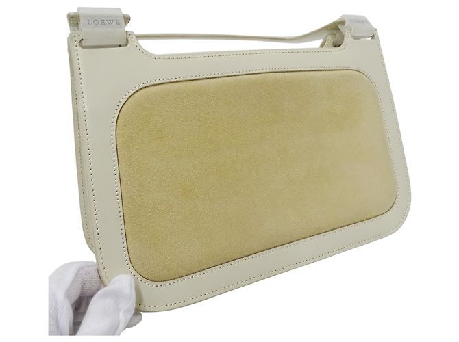 Borsa a mano in pelle scamosciata beige Loewe - vista 11