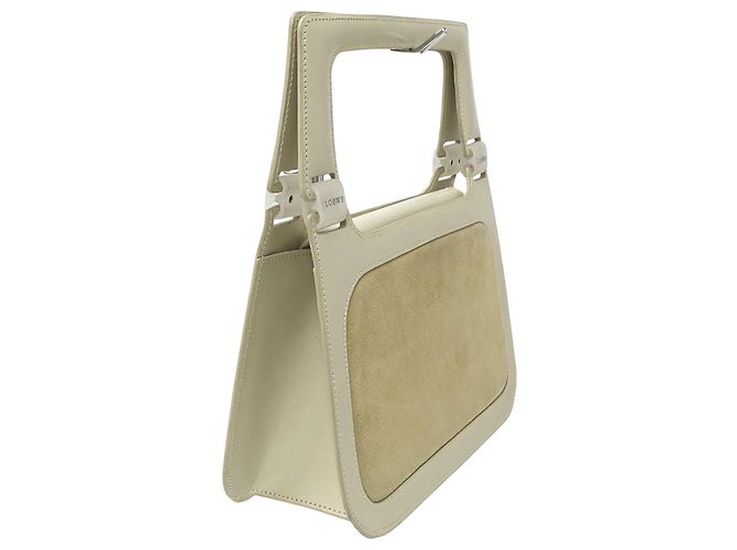 Borsa a mano in pelle scamosciata beige Loewe - vista 4