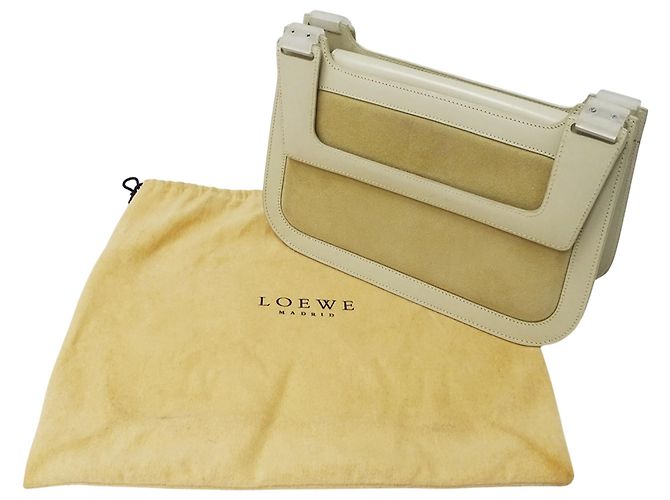 Borsa a mano in pelle scamosciata beige Loewe - vista 7