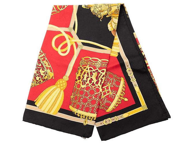 Bufanda de seda Carre 90 LES MUSEROLLES de Hermès Roja Multicolor - vista 2