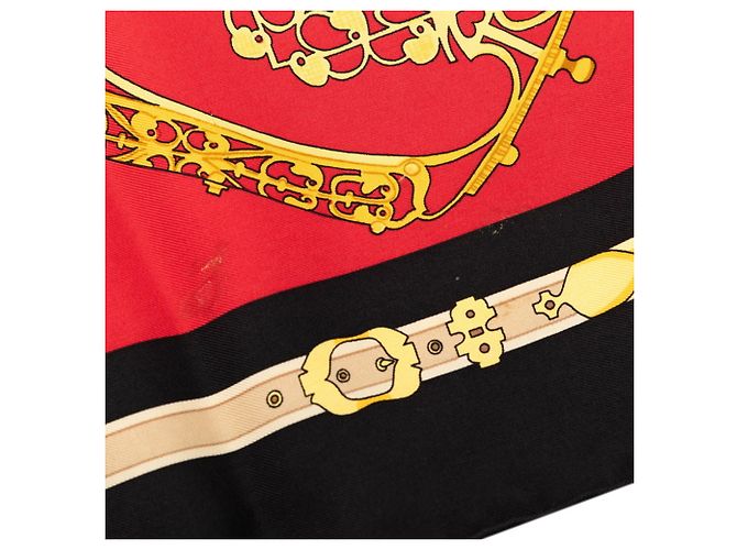 Bufanda de seda Carre 90 LES MUSEROLLES de Hermès Roja Multicolor - vista 4