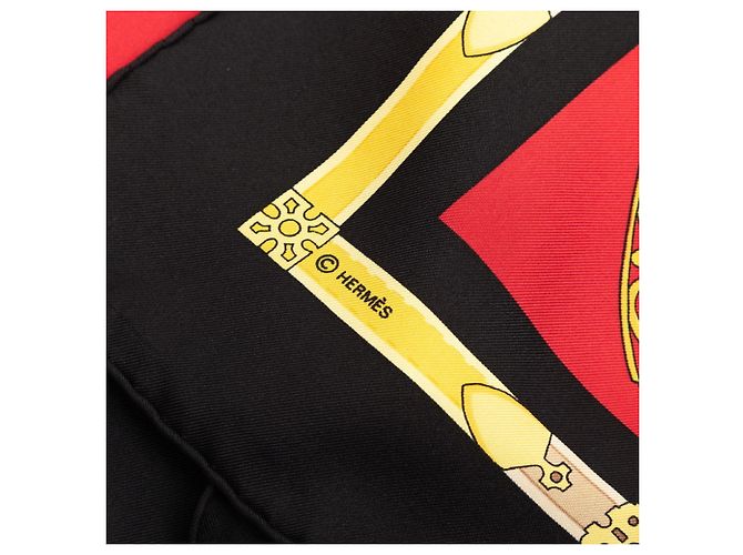 Bufanda de seda Carre 90 LES MUSEROLLES de Hermès Roja Multicolor - vista 8