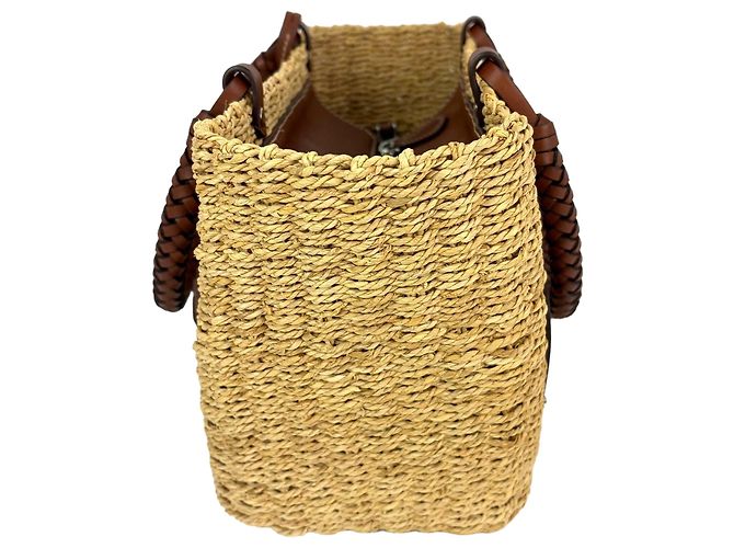 Borsa tote Prada Palmetto Vitello intrecciata in rafia naturale - vista 10