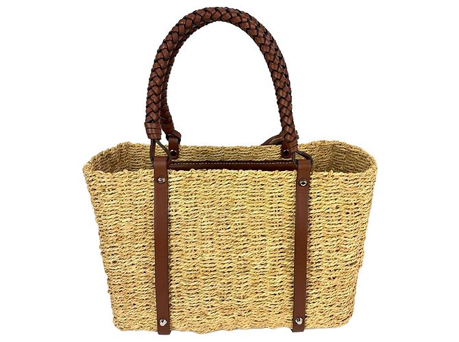 Borsa tote Prada Palmetto Vitello intrecciata in rafia naturale - vista 2