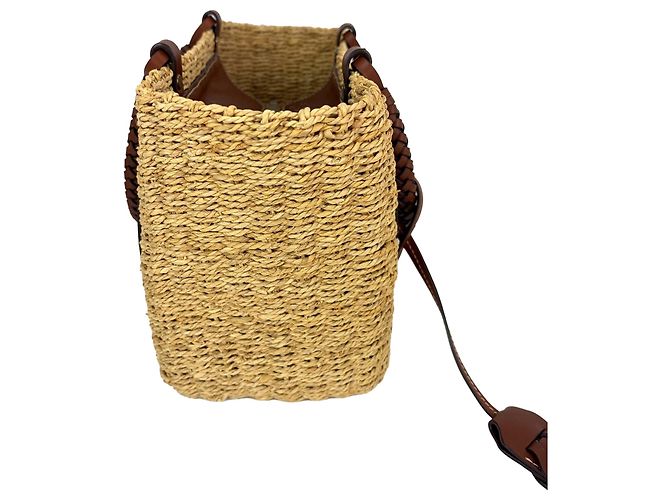 Borsa tote Prada Palmetto Vitello intrecciata in rafia naturale - vista 3