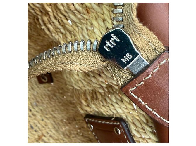 Borsa tote Prada Palmetto Vitello intrecciata in rafia naturale - vista 7