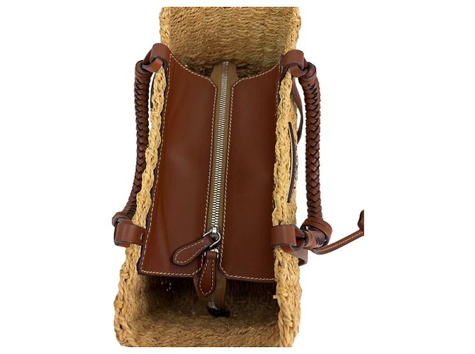 Borsa tote Prada Palmetto Vitello intrecciata in rafia naturale - vista 9
