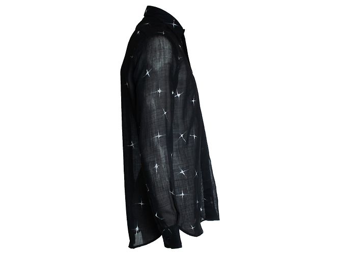Camicia trasparente con stampa di stelle nere Saint Laurent 2018 Nero - vista 2